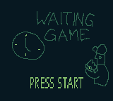 Waiting Game by Kultura - Retro pixel art Game Boy game with clock and person playing handheld device